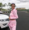 2019 nuova primavera autunno iamgia vestito rosa set tute da donna 2 pezzi tute da jogging per donna top e pantaloni lunghi X0428