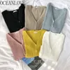 Spring Autumn Cardigans Solid Stretch Short Sexy Sweaters Women Soft V Neck Elegant Ropa Mujer Fashion Tops 16702 210415