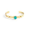 MICCI Wholale Custom 18k Gold Plated Stainls Steel Jewelry Fashion Natural Green Turquoise Stone Cuff Bangle Bracelet