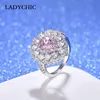 結婚指輪きれいな絶妙な水滴形状ピンクジルコンクリスタルファッションシルバーカラーエンゲージリングギフト女性ジュエリーLR1075