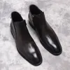 Stivaletti da uomo di lusso Scarpa in vera pelle Marrone Nero Zip di alta qualità Stivaletto Chelsea da ufficio Scarpe da sposa da uomo Stivali da uomo