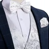 Hommes gilets soie gilet cravate noeud papillon ensemble Floral qualité mariage affaires robe fête costume Collocation mâle homme cravate boutons de manchette