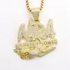 Naszyjnik listu hip -hopowy Brak szczurów dozwolony wisiorek oblasyfikowany pełny cyrkon męski prezent biżuterii 3523711