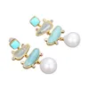 GuaiGuai bijoux d'eau douce blanc perle bleu Turquoise vert Amazonite boucles d'oreilles pour femmes vraies pierres précieuses pierre dame mode 6344044