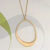 Pendant Necklaces Boho Gold Or Silver Color Hammered Effect Big Irregular Circle Long Necklace For Women Girl Elegant Casual Sweater Party