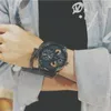 Montres-bracelets personnalisés pour hommes, grand cadran, tendance européenne et américaine, double fuseau horaire, avec calendrier