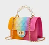 2021 Poszewka na poduszkę Portable Torba Pearl Chain Torebka Rainbow Candy Mini Jelly Bag