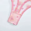 NXY sexy setAduloty Femmes Coeur Rose Transparent Tulle Dentelle Sous-Vêtements Brodés Sexy Lingerie Érotique Underwire Gather Jarretières Soutien-Gorge String 1128