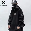 11 BYBB'S DARK Giapponese Streetwear Uomo Felpe con cappuccio Hip Hop Pullover ricamato Patchwork Fake Two Darkwear Top Felpe con cappuccio Techwear 210728