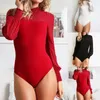 Frauen Damen Lace Bodysuit Trikot Langarm Mesh Dekorieren Bodysuits Frauen Jumpsuits Strampler