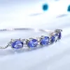 Tanzanite Topaz Gemstone 925 Sier pulseira para mulheres 18k banhado a ouro pulseiras ajustáveis ​​wholale