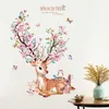 [Shijuekongjian] Deer kanin djur vägg klistermärken diy blommor väggdekaler för hus barn rum baby sovrum plantskola dekoration 210615