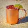 Realand 100% rame puro Moscow Mule Mug 14 e 16OZ solido liscio senza fodera interna per cocktail caffè birra latte acqua 210409