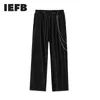 IEFB Men's Simple Stripe Casual Pants Elastic Waist Causal Sweatpants With Chian Hip Hop Streetwear Male Wide Leg Trousers Y5185 210524