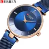 Elegante Womens horloge Curren Horloges Quartz Klok Diamond Mesh Horloge Jurk Dames Bangle Polshorloge Bayan Kol Saati Q0524