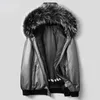 Men's Leather & Faux 2021 Winter Hooded Big Warm Fur Collar Parkas Male Black Liner Parka With Casaco Masculino Inverno Gmm5