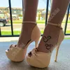 Olomm 2023Handmade Women Platform Sandals Ankle Strap Stileetto Heel Peep Toe Beautiful Black Nude Red Party Shoes Size 35 47 52