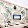 Custom large mural fashion home decoration diamond flower jewelry background wall wallpapers papel de parede