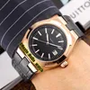 Klockor Män Lyx Märke Billiga Overseas 4500V / 000R-B127 Automatisk Mens Watch Datum Silver Ring Rose Gold Case Brun Läderband Sport 6Color