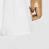المرقعة الرباط سليم اللباس للنساء طوق مربع نفخة الأكمام عالية الخصر الجوف خارج فساتين الإناث الأزياء 210520