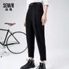 SEMIR Women Casual Pants 2021 Autumn And Spring New Irregular Women'S Trousers Korean Version Trend Looks Thin Cigarette Pants X0629