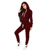 Höst Vinter Kvinnor Joggare Passar Sätt Solid Svart Svettdrag 2021 Långärmad Hoodie + Sweatpants Tracksuit 2 Piece Set Women's Tracksuits