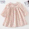 Girls Dress Children Clothing Princess Long Flying Sleeve Country Style Ruffles Flowers Baby Kids 210611