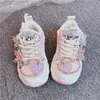 Kids Sneakers Meisjes Lente Fashion Casual Running Sports Trainers Merk Ademend kinderen Roze Parel met Diamond Flats 220121