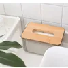 Europese-stijl servet houder dekking transparante tissue box houten deksel toiletpapier container woondecoratie 210423