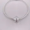 925 Sterling Silber Perlen Orchidee Weiß Emaille Charms Passend für europäischen Pandora-Stil Schmuck Armbänder Halskette 792074EN12 AnnaJewel
