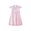 Chinese Cheongsam Princess Dress Baby Letnie Dziewczyny Sukienka Dla Dzieci Ubrania Z Krótkim Rękawem Bawełniane Kwiaty Księżniczka Cute Dress Q0716