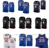 Mens Top QualityRJ 9 Barrett Patrick 33 Ewing Julius 30 Randle Derrick 4 Rose Vit Blå Alla Stitched Basketball Jerseys 100% Stitched Size S-XXL