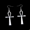 New Fashion Handmade 52*28mm Cross Egyptian Ankh Life Symbol Earrings Stainless Steel Ear Hook Retro Small Object Jewelry Simple Design For Women Girl Gifts