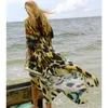 Swim Wear Beach Cover Upp tunika för tryck Chiffon Long Kaftan Bikini Coverup Robe de Plage Sarong Wrap Baddräkt