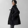 Black fur Lamb Wool Coat for Women Winter Korean Style Loose Warm Heavy Woolen Coats Casual Jackets 210608