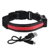 LED Dog Collar Anti-Lost Solar 2 Modes Luminous Pet Warning Safety Night Light Ring - Red S