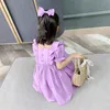 Dress Summer For Girls Kids Clothes Ruffle Decoration Long Party Purple Girl 210528