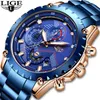 LIGE Hommes Montres En Acier Inoxydable Montre Étanche Hommes Mode Sport Montre À Quartz Hommes Date D'affaires Horloge Relojes Hombre + Boîte 210527