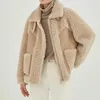 Сплошные цветные овцы шерсть короткие пальто женских женщин женщин композитные шерстяные куртки ямбвуловые теплые вал зима 211206