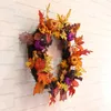 Halloween Decor Pumpkin Harvest Silk Fall framför Door Wreath 17 7 Inches Outdoor Wreath Thanksgiving Gifts Home Decor Y0901303K