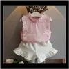 Bébé Maternité Drop Livraison 2021 28 ans Vêtements pour enfants pour filles La jupe à nœud et le haut en dentelle Costume d'été Style coréen Ensembles de vêtements pour enfants