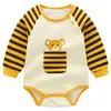 Rompers Cartoon Strip Long Sleeve Baby Cloth Autumn Winter Warm Infant Toddler Bodysuit Soft Cotton Thick Kid Girl Boy Romper Jumpsuit