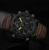 Naviforce Men's Watches Luxury Brand Military Sport Watch Men Led Quartz Digital Klocka Läder Armé Vattentät Klocka Man 210517