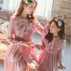 Mother Daughter Dress Embroidery Long Sleeve Princess Parent-child Clothing Family Outfit E011 210610