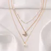 2021 Fashion Chain Butterfly Necklaces Gold Color imitation pearl Necklace Choker Jewelry For Women gift