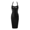 Sommar Sexig Halter Backless Black Bronzing Women Bodycon Bandage Dress Designer Fashion Party Vestido 210525
