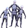 Halloween maskeradfestdräkter Spökskalle Skelett Cosplay Jumpsuit för barn Barn Vuxna Skrämmande förälder-barn Bodysuit Mask Karnevalskläder YL0361