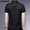 COODRONY Chemise à manches courtes Hommes Chemise d'été Cool Chemise Hommes Business Chemises décontractées Mâle Mode Star Modèle Chemise Homme S96034 210331