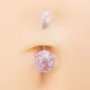 Sequins Belly Button Ring för Kvinnor Navel Piercing Acrylic Bar Stall Rostfritt Stål Barbell NomBril Sexig Kropp Smycken