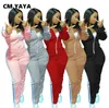 CM.YAYA Active Stripe Patchwork Sweatsuit Dos Conjunto de 2 piezas para mujeres Winter Fitness Outfit Chaqueta con capucha + Pantalones Jogger Chándal Y0625